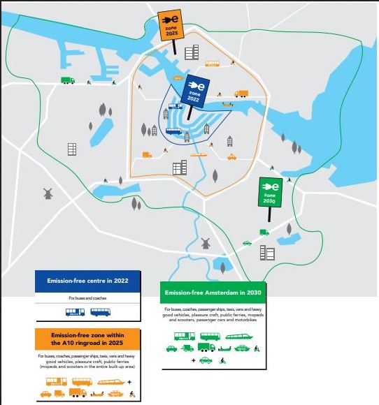 Amsterdam Zero Emission Zone tightening Map